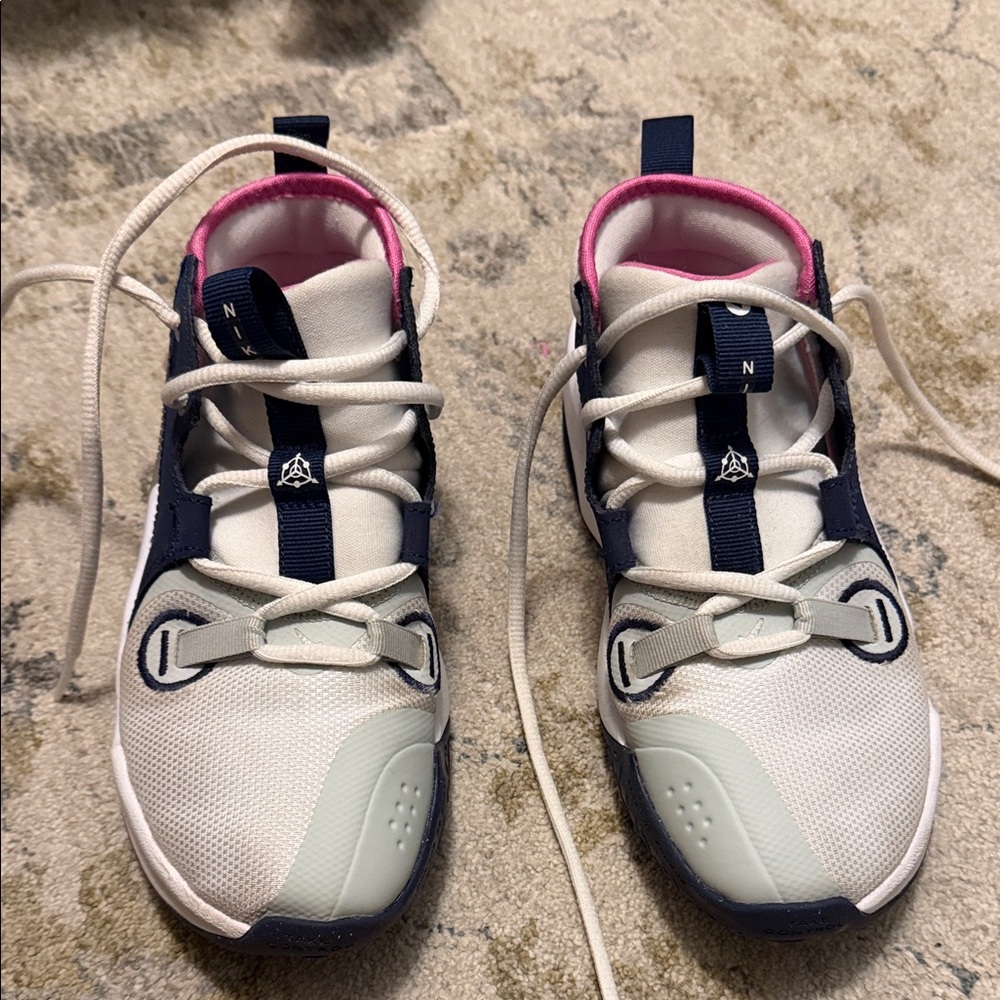 Nike Kids Sneakers White and Blue with Pink Lining—basketball